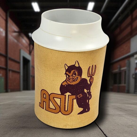 Vintage ASU Sun Devils Sparky Beer Can Koozie 80s/90s Official Licensed Collect - Picture 1 of 8